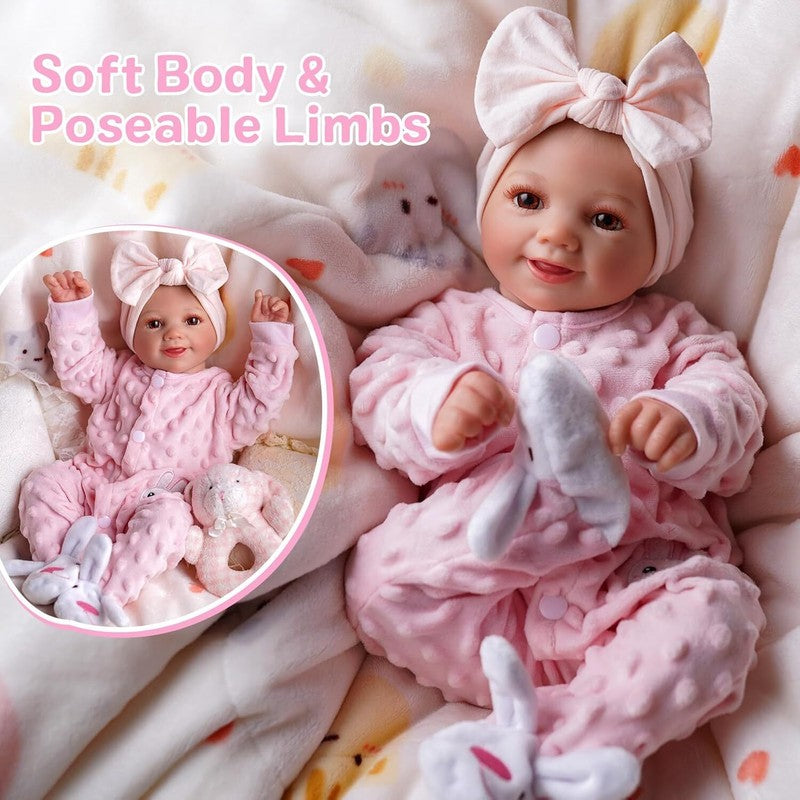 BABESIDE Reborn Baby Dolls Sunny - 17Inch Cute Soft Vinyl Realistic Baby Doll Poseable Smiling Real Life Baby Dolls with Complete Accessories for 3+ Years Old Gifts : Toys & Games