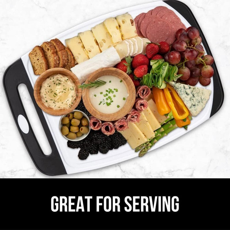 GORILLA GRIP 100% BPA-Free Reversible Kitchen Cutting Board Set of 3, Nonporous, Juice Grooves to Catch Liquid, Slip Resistant Handle Border, Dishwasher Safe, Durable Large Food Chopping Boards, Black : Home & Kitchen