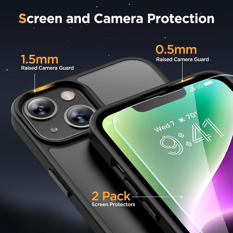 Miracase Magnetic Series for iPhone 14 Case [Compatible with MagSafe] [with 2X Screen Protectors] Military-Grade Protection, Anti-Fingerprint, Slim Design Phone Case for iPhone 14, Graphite Black : Cell Phones & Accessories