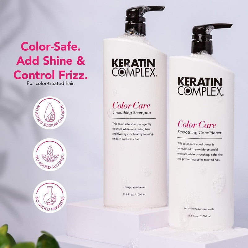 Keratin Complex - Color Care Smoothing Shampoo & Conditioner Duo - 33.8 fl oz Each : Beauty & Personal Care