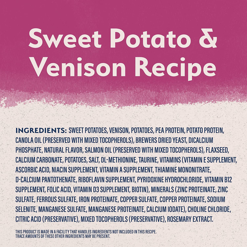 Natural Balance Limited Ingredient Adult Grain-Free Dry Dog Food, Reserve Sweet Potato & Venison Recipe, 4 Pound (Pack of 1) : Pet Supplies