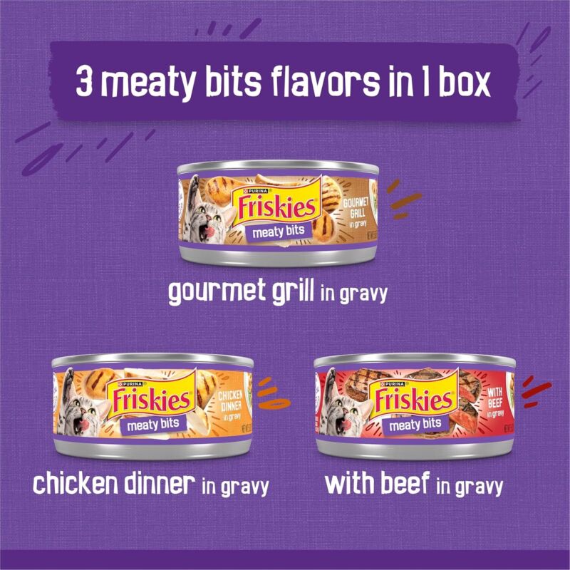 Purina Friskies Gravy Wet Cat Food Variety Pack, Meaty Bits - (24) 5.5 Oz.