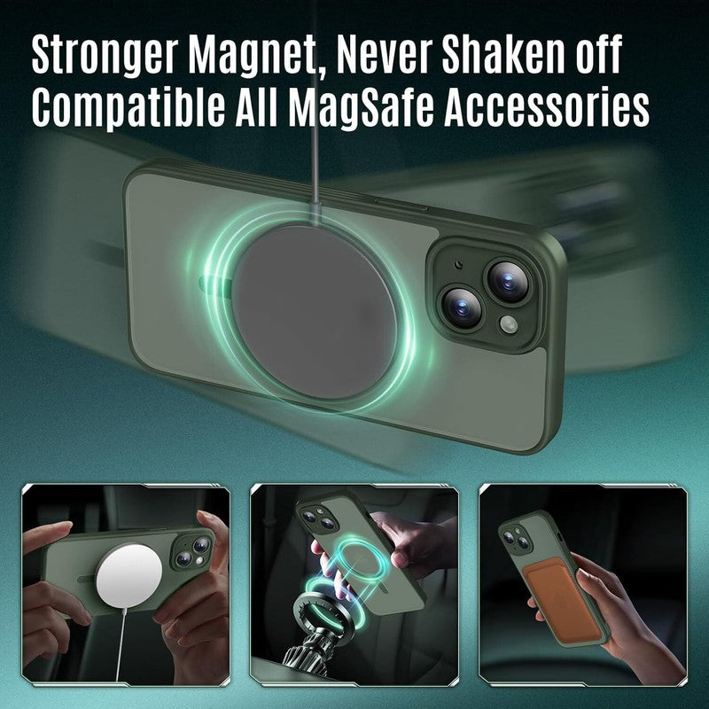 Symcele Designed for iPhone 15 Case, Compatible with MagSafe, with Privacy Screen Protectors X2, [Camera Protection] [15FT Military Drop Protection] Shockproof Phone Case, 6.1", Alpine Green : Cell Phones & Accessories