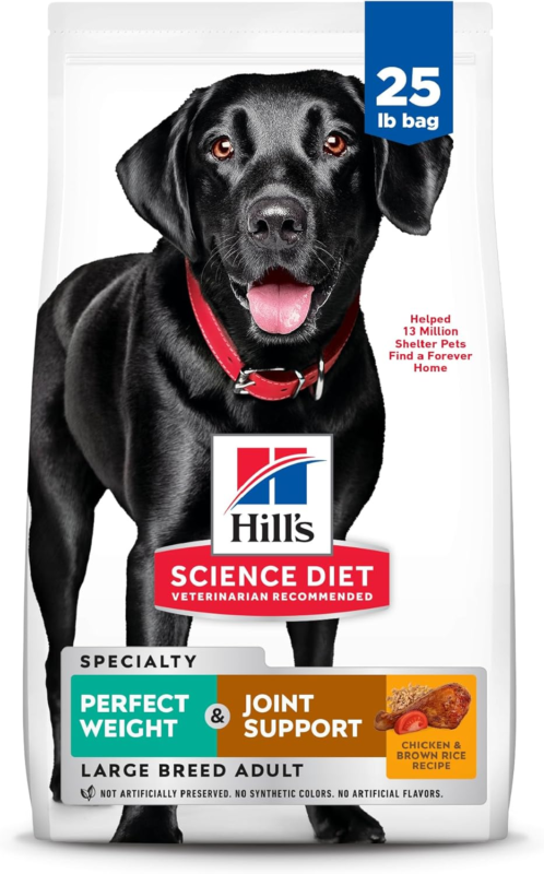 Hill's Science Diet Perfect Weight & Joint Support, Adult 1-5, Large Breed Weight Management & Joint Support, Dry Dog Food, Chicken & Brown Rice, 25 lb Bag : Pet Supplies