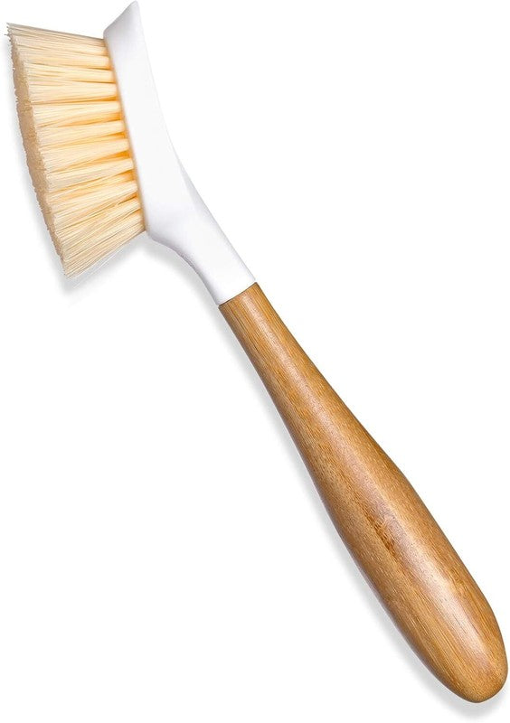 Full Circle Be Good Bamboo Handle Dish Brush – Sustainable Kitchen Cleaning with Tough Bristles - Natural Dish Scrubber & Cast Iron Cleaner - Long Handle Brush for Dishes, Pots, and Pans, White : Home & Kitchen