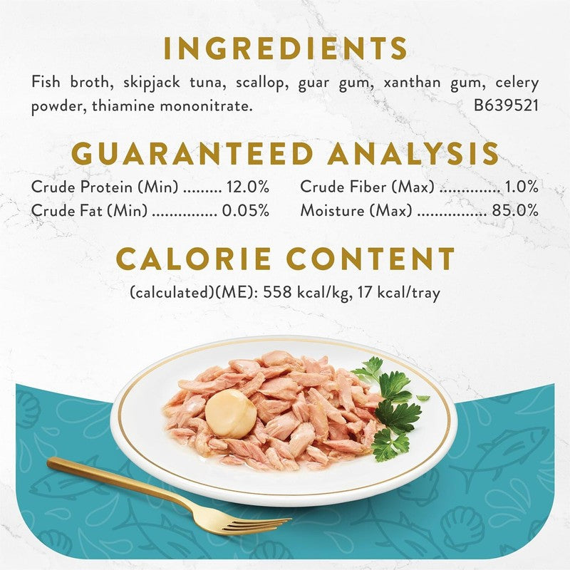 Purina Fancy Feast Appetizers Lickable Grain Free Wet Cat Food Topper Light Meat Tuna Appetizer with Scallop - (Pack of 10) 1.1 oz. Trays : Pet Supplies