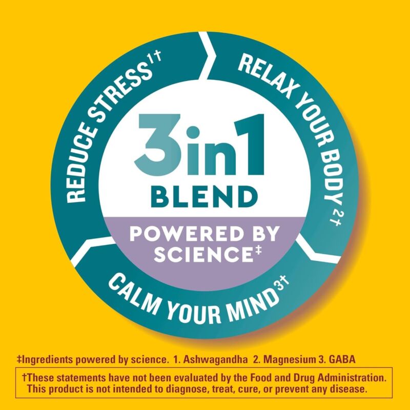 Nature Made Wellblends Calm Mind & Body, Magnesium Citrate, Ashwagandha 125mg & GABA 100mg Blend for Stress Relief, 38 Gummy Vitamins : Health & Household