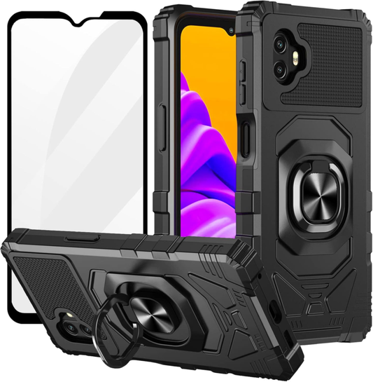 Ailiber for Samsung Galaxy Xcover6 Pro Case, Military Grade Drop Tested, Heavy Duty Shockproof Protective Phone Cover with Ring Kickstand, Tempered Glass Screen Protector, Black : Cell Phones & Accessories