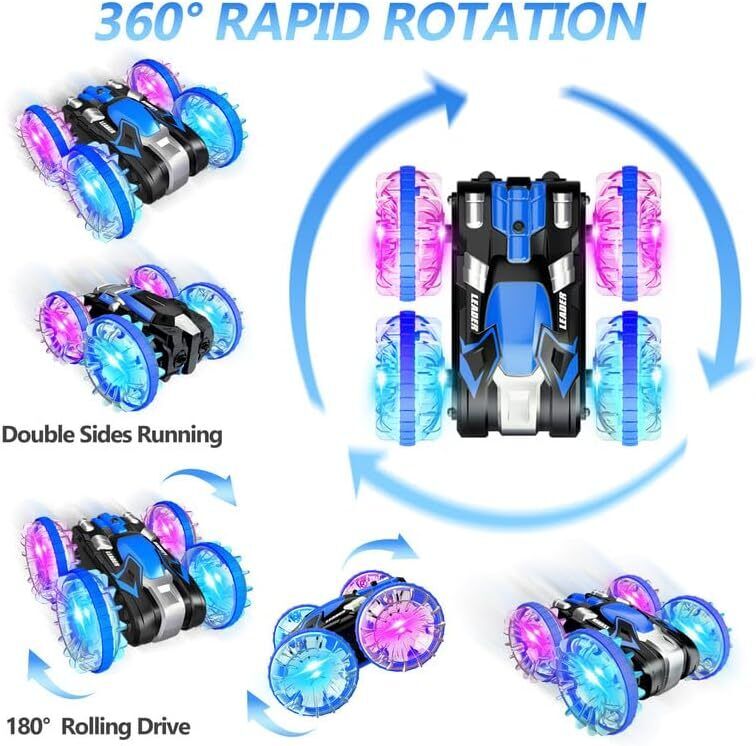 Amphibious RC Car 4WD Stunt Truck Waterproof Remote Control Toy for Boys Girls