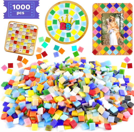 Csdtylh 1000 Pcs Mosaic Tiles, Glass Mosaic Tiles for Crafts Bulk, Stained Mosaic Glass Pieces, Mosaic Supplies for Home Decoration, Art Crafts, DIY Projects, Opaque (Square) : Arts, Crafts & Sewing