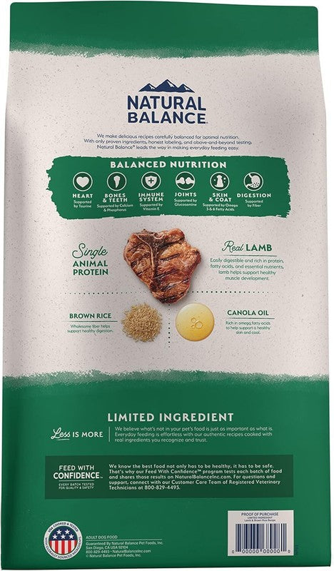 Natural Balance Limited Ingredient Adult Dry Dog Food with Healthy Grains, Lamb & Brown Rice Recipe, 24 Pound (Pack of 1) : Pet Supplies