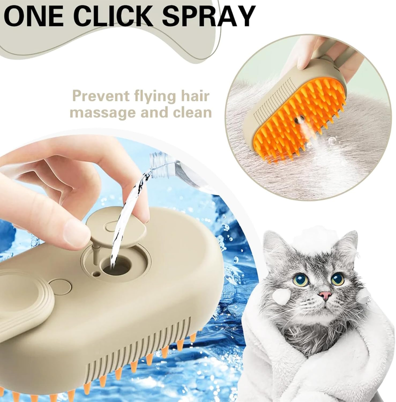 4 in 1 Cat Steam Brush for Shedding, Rechargeable Steam Pet Brush for Dog and Cat, Anti-Static, Massage, Cleaning, Shedding & Combing All In One!(Brown) : Beauty & Personal Care