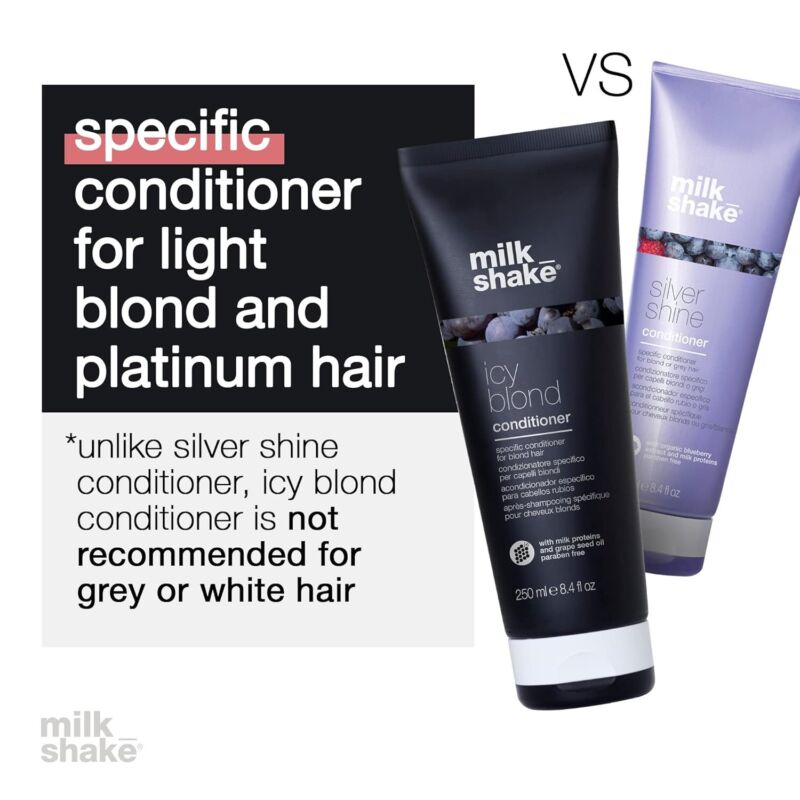 milk_shake icy blond conditioner | toning conditioner with black pigment to neutralize yellow and brass in platinum blonde hair | smooths, hydrates, and brightens cool tones | 8.4 Fl Oz : Beauty & Personal Care