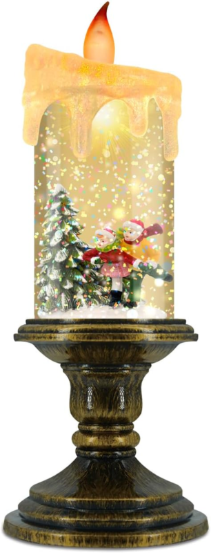 AOMIL Christmas Flameless Candles, Flickering LED Candles with Timer, Snow Globe Candle Lights for Christmas Decorations : Home & Kitchen