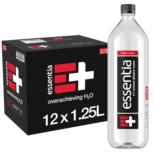 Essentia Water LLC , 99.9% Pure, Infused with Electrolytes for a Smooth Taste, pH 9.5 or Higher; Ionized Alkaline Water, Black, 42.3 Fl Oz (Pack of 12) : Grocery & Gourmet Food