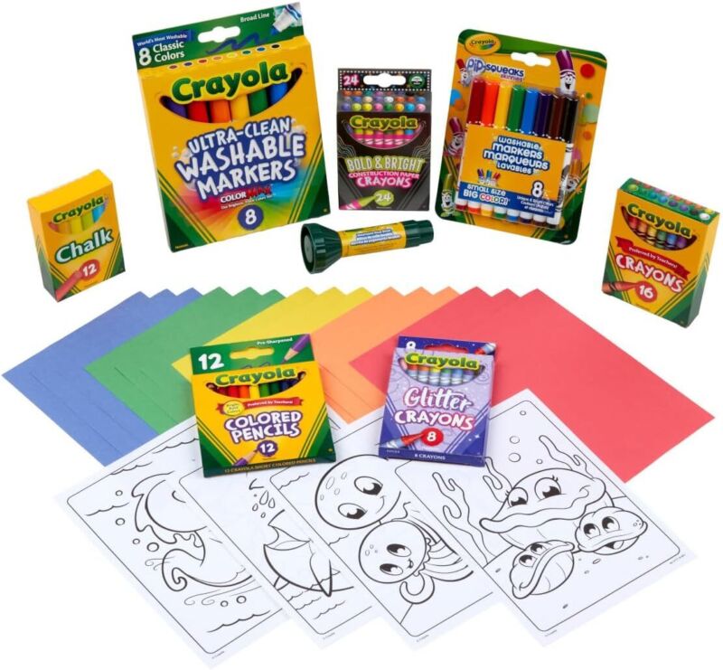 Crayola Super Art Coloring Kit (100+ Pcs), Arts & Crafts Set for Kids, Coloring Supplies, Arts & Crafts Set, Gifts for Kids [Amazon Exclusive] : Toys & Games