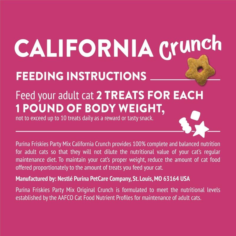 Purina Friskies Cat Treats, Party Mix California Crunch With Chicken - (Pack of 6) 6 oz. Pouches : Pet Supplies