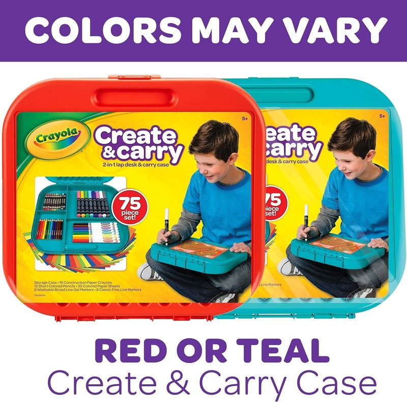Crayola Create 'N Carry Art Set (75pcs), 2-in-1 Lap Desk & Carrying Case, Art Kit for Kids Crafts, Drawing & Coloring Supplies, Easter Gifts for Kids : Toys & Games