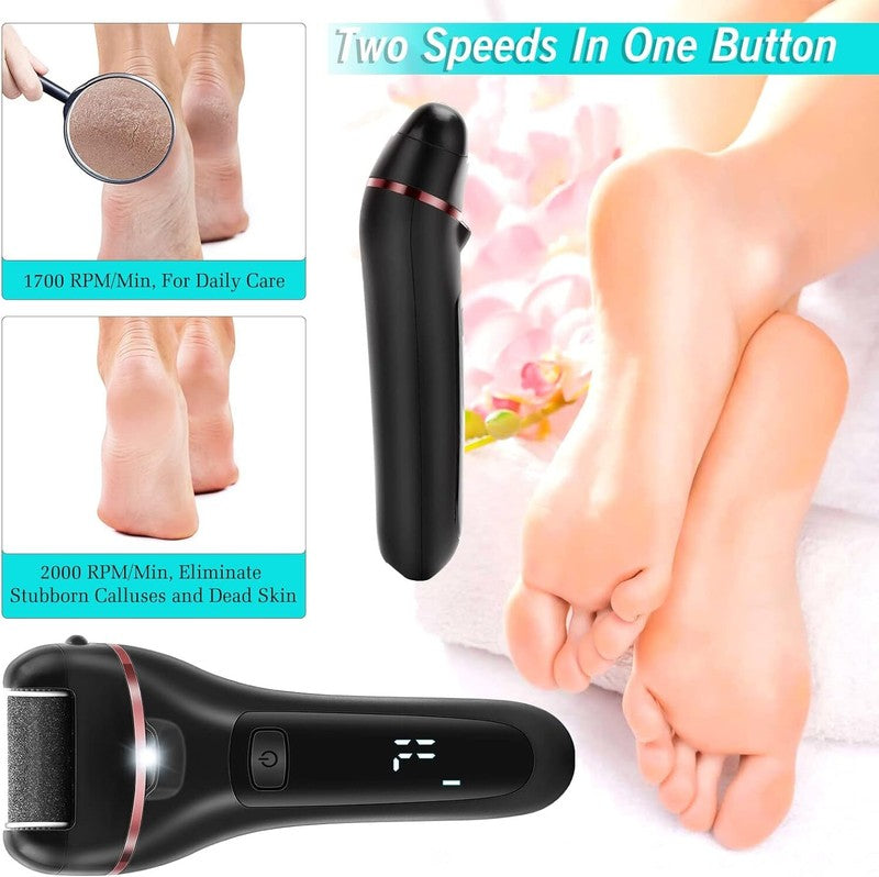 Electric Callus Remover for Feet, 2 Speed Electric Foot File, Rechargeable Foot Scrubber Pedicure kit for Cracked Heels and Dead Skin with 3 Roller Heads. : Beauty & Personal Care