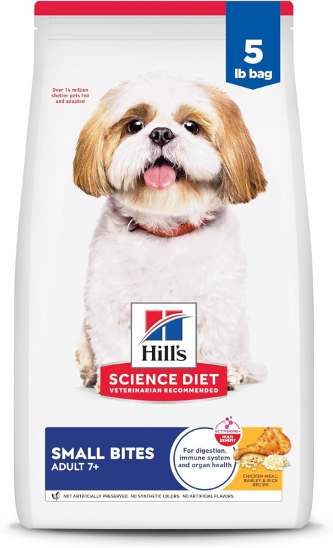 Hill's Science Diet Adult 7+, Senior Adult 7+ Premium Nutrition, Small Kibble, Dry Dog Food, Chicken, Brown Rice, & Barley, 5 lb Bag : Pet Supplies