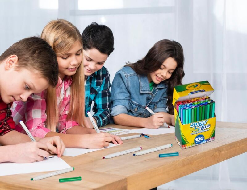 Crayola Super Tips Marker Set 100ct Washable Fine Point Markers for Kids & Adult