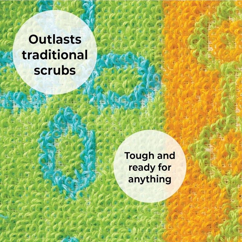 Skoy Scrub, 4-Pack Reusable, Non-Scratching Dish Scrubber for Kitchen and Household Cleaning, Planet-Friendly, Dishwasher Safe Soft Scrub, Assorted Colors and Designs : Health & Household