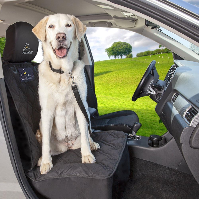 Meadowlark Dog Car Seat Cover Front Seat Cover Waterproof Scratch Proof Car Seat Covers for Dogs Car Seat Protector for Dogs for Trucks Cars & SUVs w/Free Seat Belt & Headrest Cover – 45 x 21 in Black : Pet Supplies