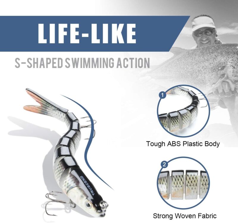 TRUSCEND Fishing Lures for Bass Trout Multi Jointed Swimbaits Slow Sinking Bionic Swimming Lures Bass Freshwater Saltwater Bass Lifelike Fishing Lures Kit : Sports & Outdoors