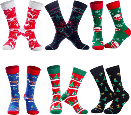 BIRCEN Mens Funny Socks Christmas Socks for Men Women Colorful Fun Novelty Crew Patterned Socks 6 Pairs US 7-13 : Clothing, Shoes & Jewelry