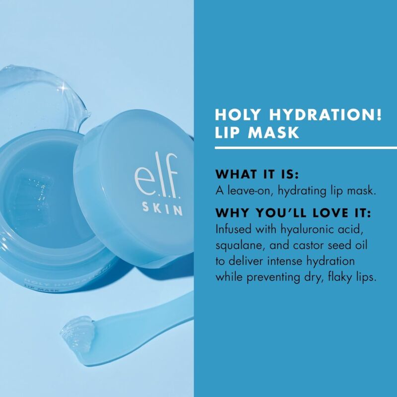 e.l.f. SKIN Holy Hydration! Lip Mask, Hydrating Lip Mask For A Softer & Smoother Pout, Infused With Hyaluronic Acid, Non-Sticky, Vegan & Cruelty-Free (pack of 1) : Beauty & Personal Care