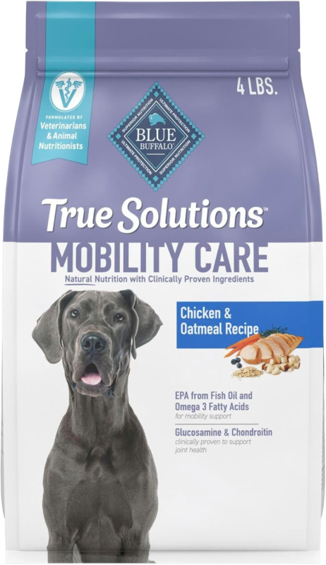Blue Buffalo True Solutions Mobility Care Natural Dry Dog Food for Adult Dogs, Chicken, 4-lb. Bag