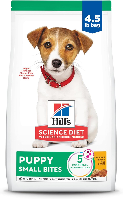 Hill's Science Diet Puppy, Puppy Premium Nutrition, Small Kibble, Dry Dog Food, Chicken & Brown Rice, 4.5 lb Bag : Pet Supplies