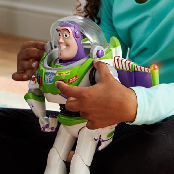 Disney Store Official Buzz Lightyear Interactive Talking Action Figure from Toy Story, Features 10+ English Phrases, Interacts with Other Figures and Toys : Toys & Games
