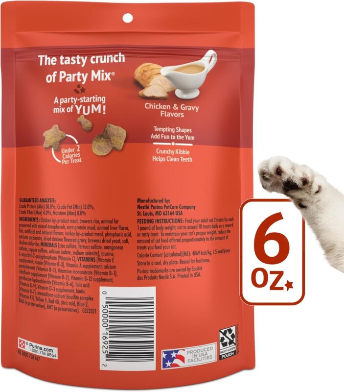 Purina Friskies Cat Treats, Party Mix Gravy-licious Crunch Chicken (6)x 6 oz