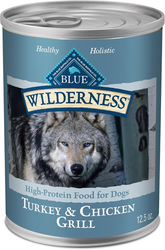 Blue Buffalo Wilderness Adult Wet Dog Food, High-Protein & Grain-Free, Made with Natural Ingredients, Turkey & Chicken Grill, 12.5-oz. Cans (12 Count): Pet Supplies: Amazon.com