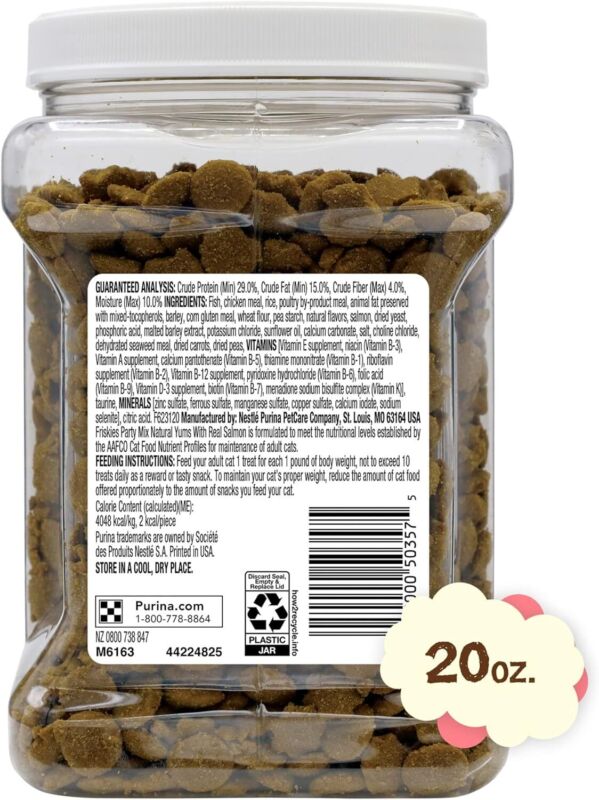 Purina Friskies Natural Cat Treats Party Mix Natural Yums With Real Salmon,20 oz