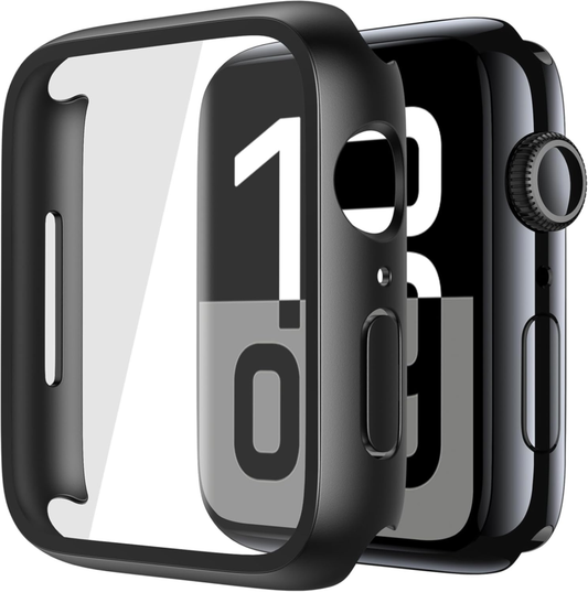 Misxi 2 Pack Tempered Glass Case Compatible for Apple Watch Series 10 (2024) 46mm, Hard PC Screen Protector Overall Protection Ultra-Thin Lightweight Scratch-Resistant Cover for iWatch, Satin Black : Cell Phones & Accessories