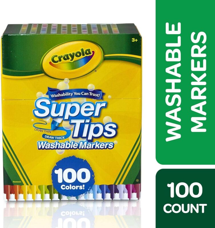 Crayola Super Tips Marker Set 100ct Washable Fine Point Markers for Kids & Adult