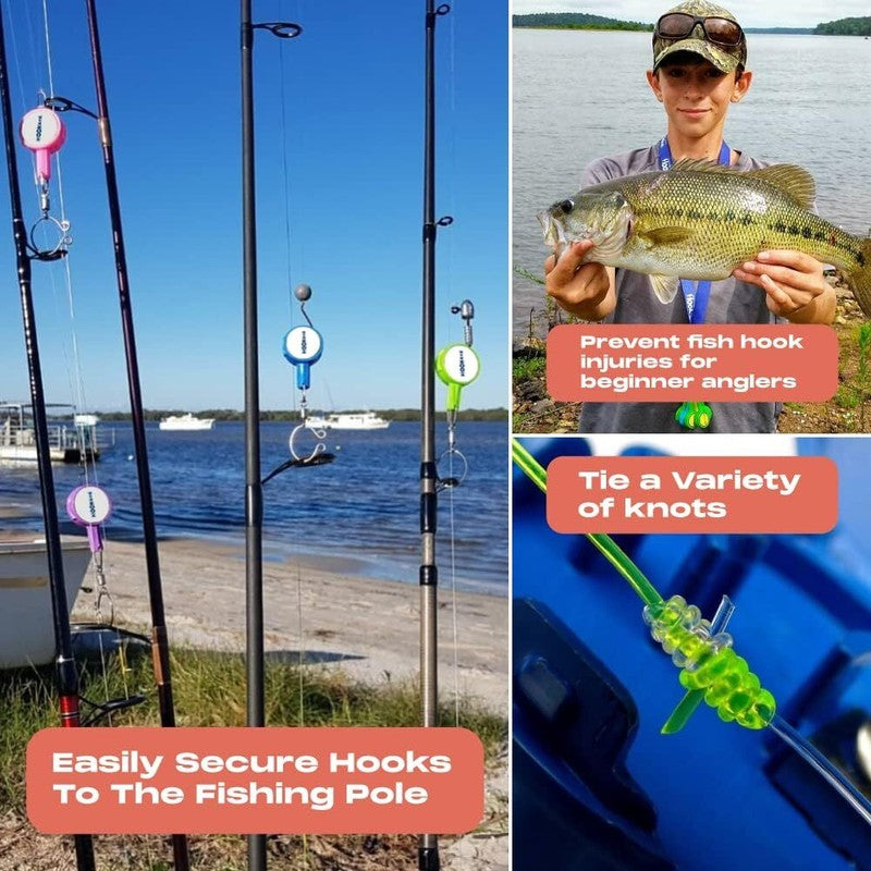 HOOK-EZE 2023 Updated Design Fishing Gear Knot Tying Tool | Pack of 2 | Protect from Fish Hooks | Tie Fishing Knots Easily | Cool Gadgets | Ice & Fly Fishing Gifts for Beginner Anglers - Purple : Sports & Outdoors
