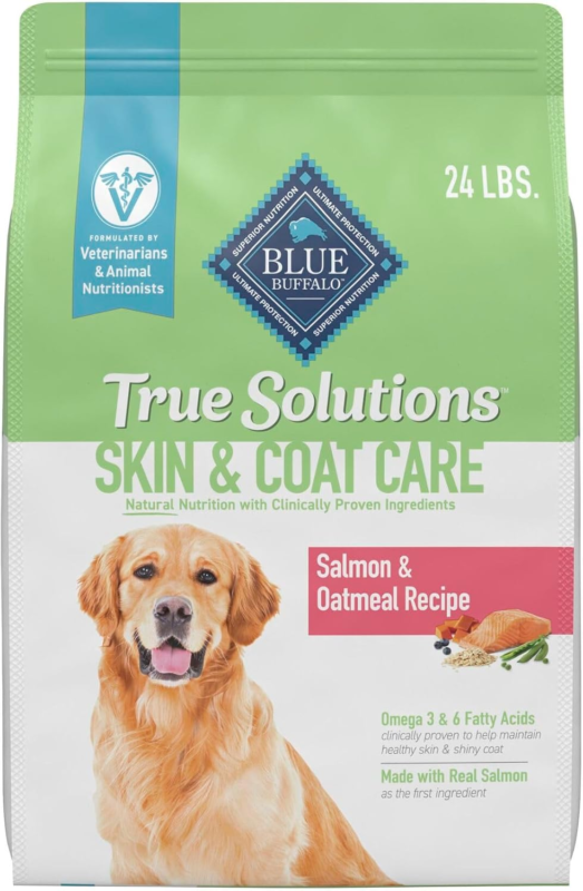 Blue Buffalo True Solutions Skin & Coat Care Natural Dry Dog Food for Adult Dogs, Salmon, 24-lb. Bag