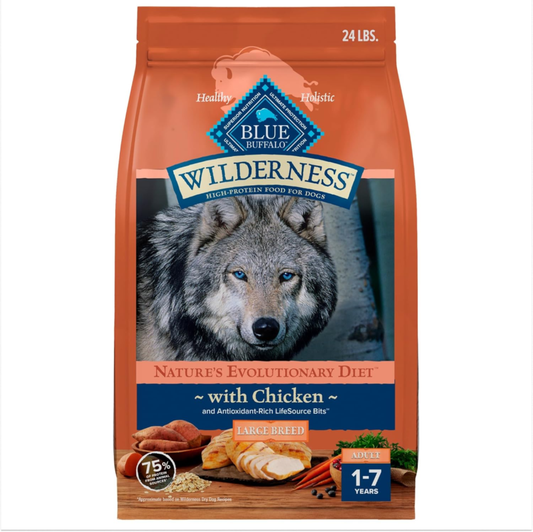Blue Buffalo Wilderness Large Breed Adult Dry Dog Food Wholesome Grains Natural Ingredients Chicken : Sports & Outdoors