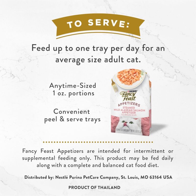 Purina Fancy Feast Appetizers Lickable Grain Free Wet Cat Food Topper Wild Alaskan Salmon Appetizer - (Pack of 10) 1.1 oz. Trays : Pet Supplies