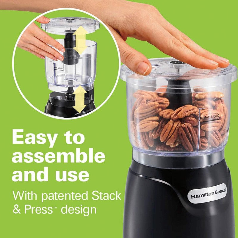 Hamilton Beach Electric Vegetable Chopper & Mini Food Processor, 3-Cup, 350 Watts, for Dicing, Mincing, and Puree, Black (72850): Home & Kitchen