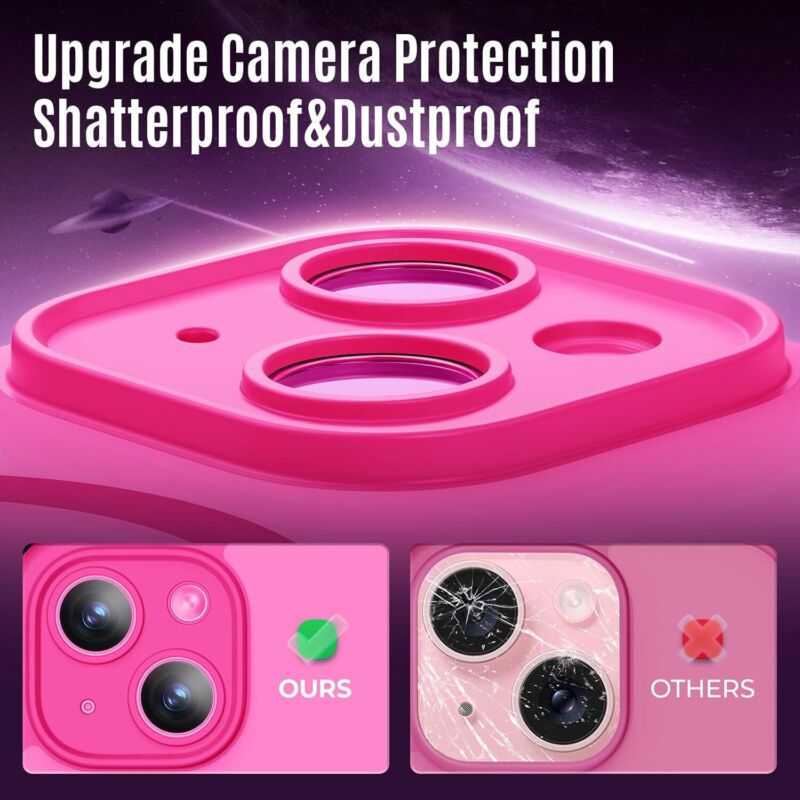 Symcele Designed for iPhone 15 Case, Compatible with MagSafe, with Privacy Screen Protectors X2, [Camera Protection] [15FT Military Drop Protection] Shockproof Phone Case, 6.1", Hot Pink : Cell Phones & Accessories