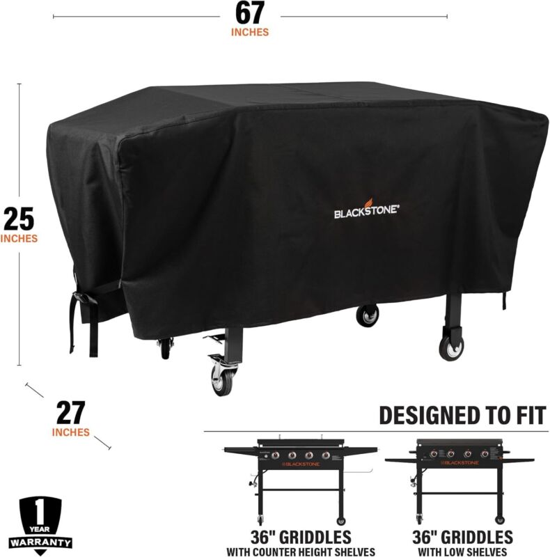 Blackstone 1528 600D Polyester Heavy Duty Flat top Gas Grill Cover, Water Resistant Exclusively Fits 36" Griddle Cooking Station, Black : Outdoor Grill Covers : Patio, Lawn & Garden