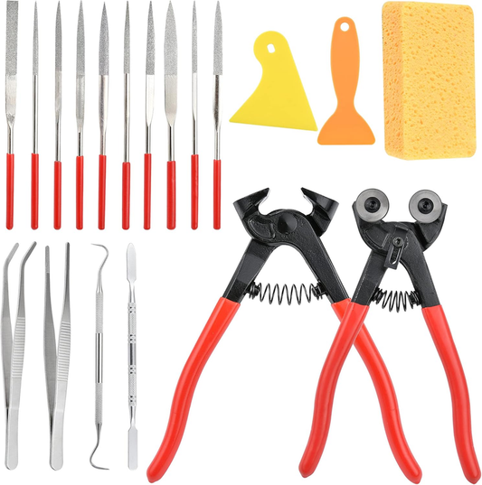 Worldity 19 Pcs Mosaic Tools Kit, Heavy Duty Glass Mosaic Cut Nippers and Tile Nippers, Professional Mosaic Cutter Tool for Cutting Glass Mosaic, Ceramics - Amazon.com