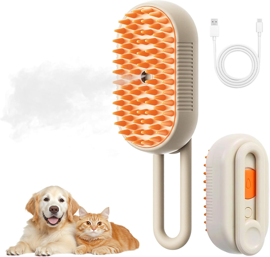 4 in 1 Cat Steam Brush for Shedding, Rechargeable Steam Pet Brush for Dog and Cat, Anti-Static, Massage, Cleaning, Shedding & Combing All In One!(Brown) : Beauty & Personal Care