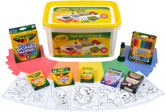 Crayola Super Art Coloring Kit (100+ Pcs), Arts & Crafts Set for Kids, Coloring Supplies, Arts & Crafts Set, Gifts for Kids [Amazon Exclusive] : Toys & Games