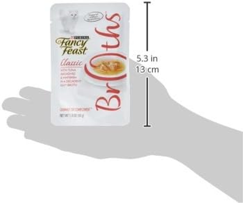 Purina Fancy Feast Lickable Wet Cat Food Broth Topper Classic With Tuna, Anchovies and Whitefish - (Pack of 16) 1.4 oz. Pouches : Pet Supplies