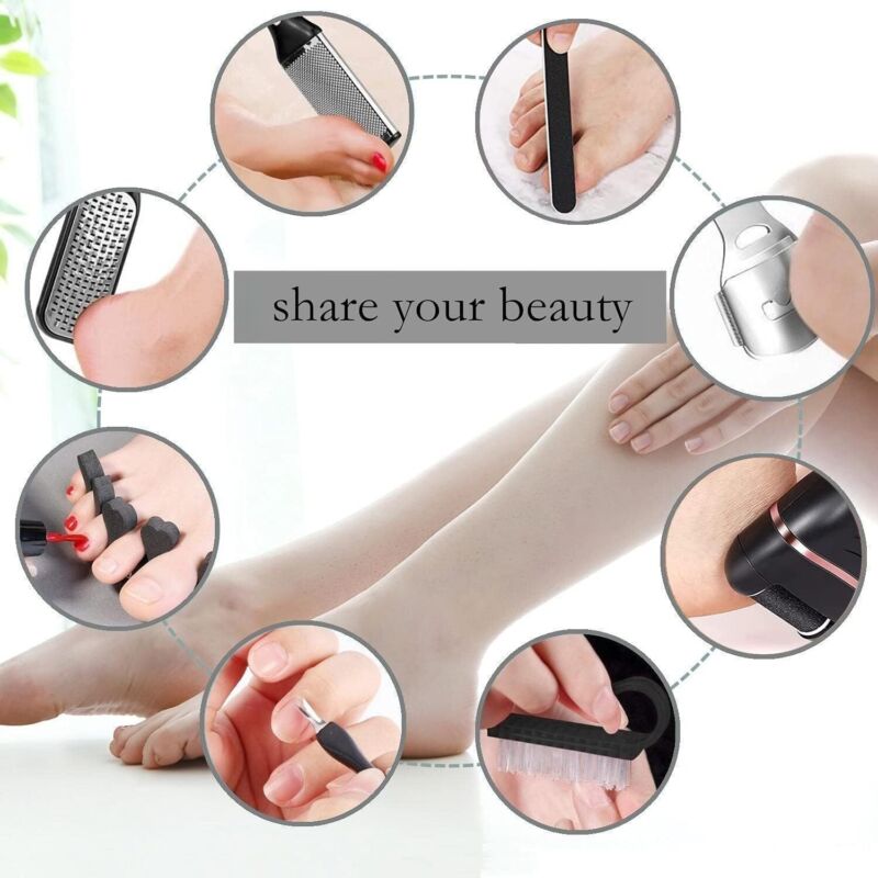 Electric Callus Remover for Feet, Rechargeable Portable Electronic Foot File Pedicure Kit, Waterproof Foot Scrubber File, Professional Pedicure Tools, Foot Care for Dead Skin Ideal Gift, 3 Rollers : Beauty & Personal Care